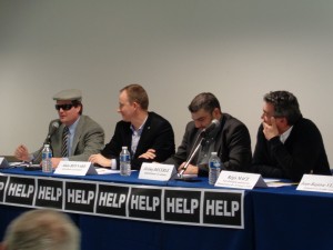 Table ronde (de gauche à droite) : un ancien exploitant anonyme, Alain Boynard, Jérémie Decerle et régis Macé